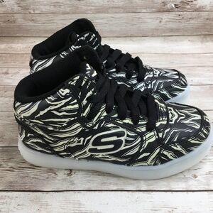 Skechers Energy Light Up  Boy's Girl's Zebra Athletic Shoes High Top